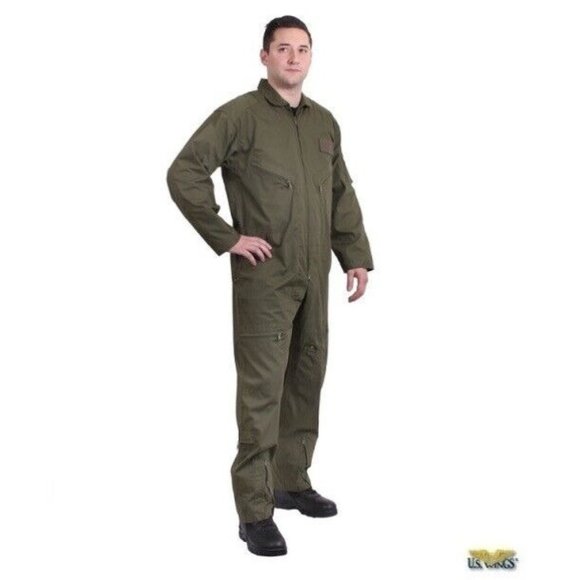 Flight Suit Work Coveralls Air Force Overalls Utility Jump Military Medium Green - Picture 1 of 8